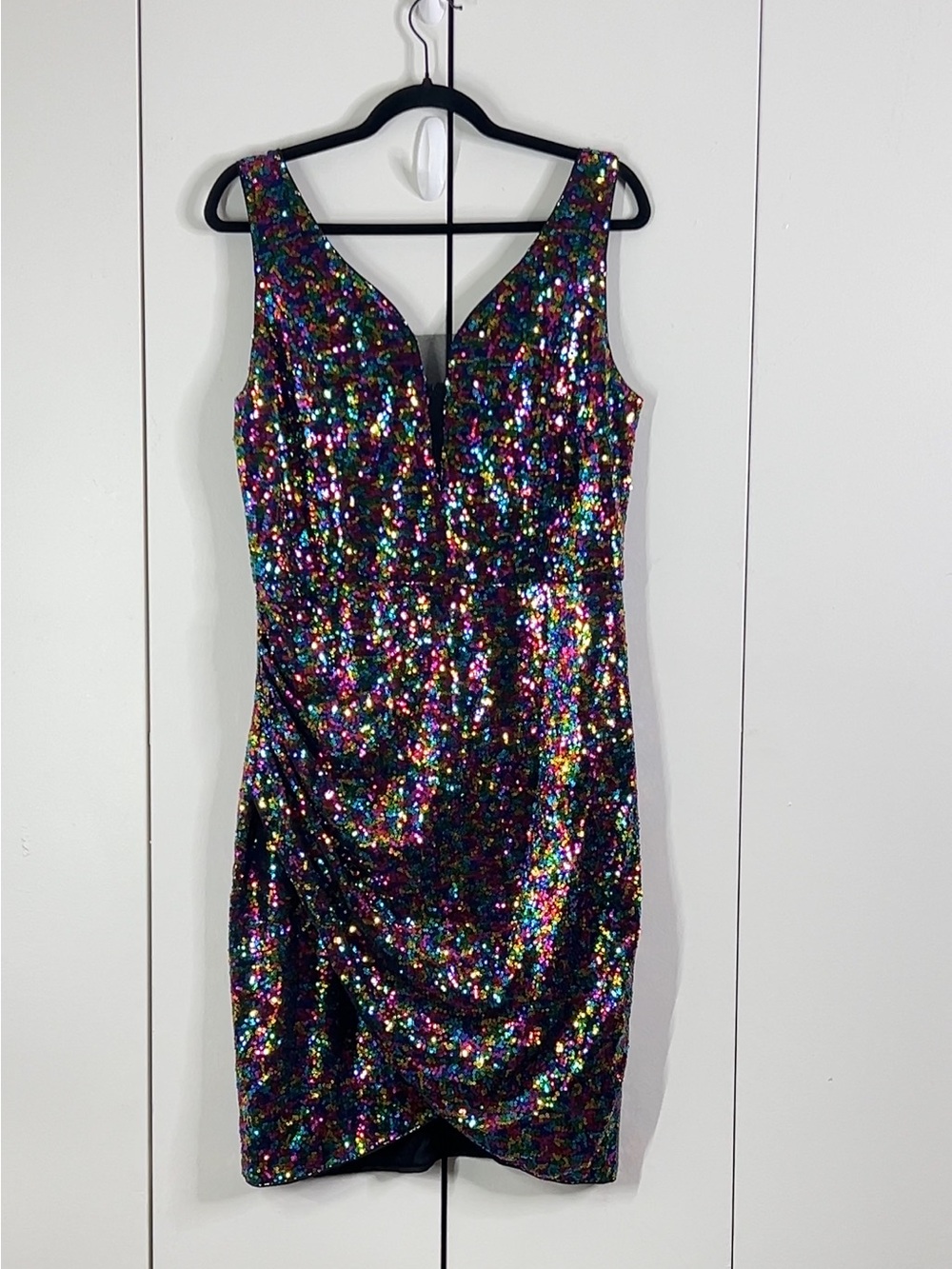 Grace Karin Large Multicolor Rainbow Sequin Sleeveless Fit & Flare Party Dress